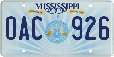 MS license plate OAC926