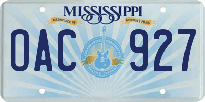 MS license plate OAC927
