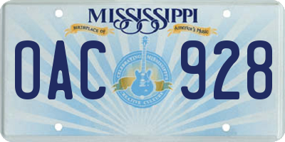 MS license plate OAC928