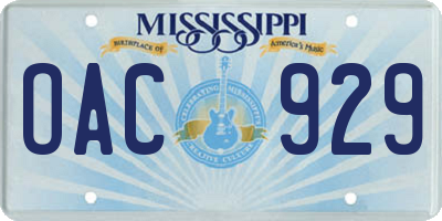 MS license plate OAC929