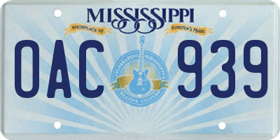 MS license plate OAC939