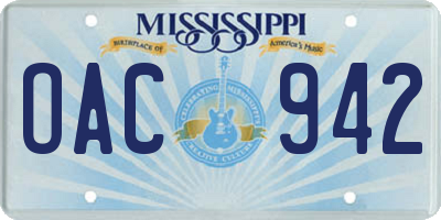 MS license plate OAC942
