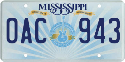 MS license plate OAC943