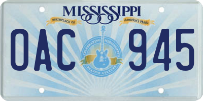 MS license plate OAC945