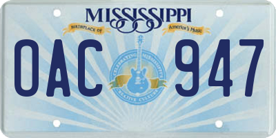 MS license plate OAC947