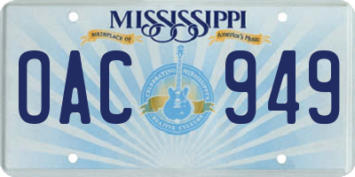 MS license plate OAC949