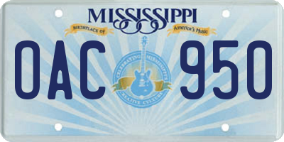 MS license plate OAC950