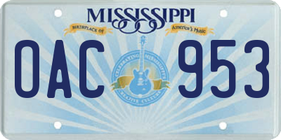 MS license plate OAC953