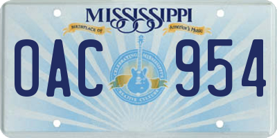 MS license plate OAC954