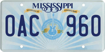 MS license plate OAC960