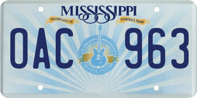 MS license plate OAC963