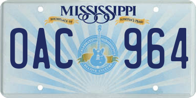 MS license plate OAC964