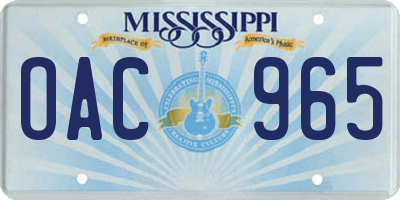 MS license plate OAC965