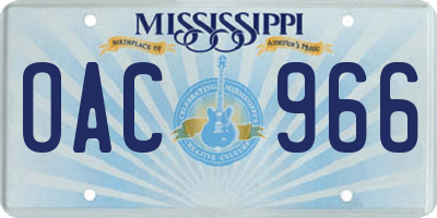 MS license plate OAC966
