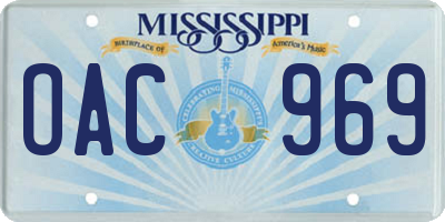 MS license plate OAC969