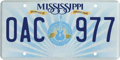 MS license plate OAC977