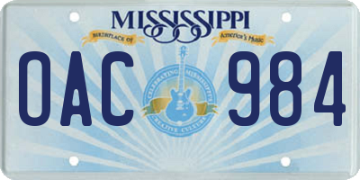 MS license plate OAC984