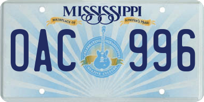 MS license plate OAC996