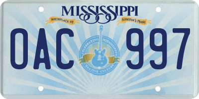 MS license plate OAC997