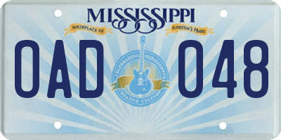 MS license plate OAD048