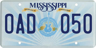 MS license plate OAD050