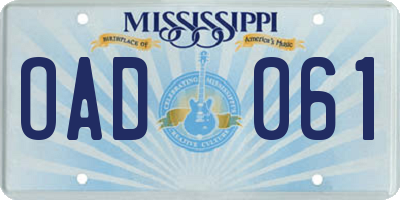 MS license plate OAD061