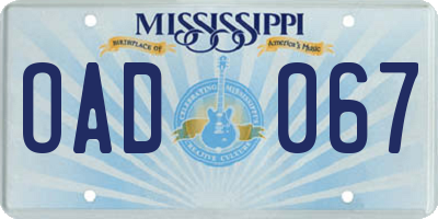 MS license plate OAD067