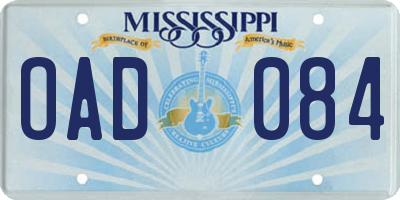 MS license plate OAD084