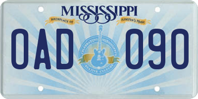 MS license plate OAD090
