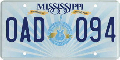 MS license plate OAD094