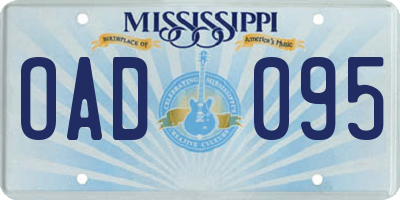 MS license plate OAD095