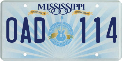MS license plate OAD114
