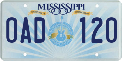 MS license plate OAD120