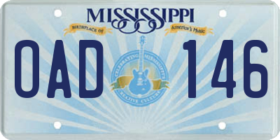 MS license plate OAD146