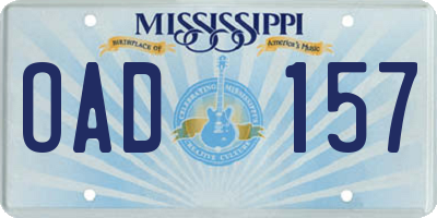 MS license plate OAD157