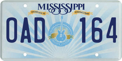 MS license plate OAD164