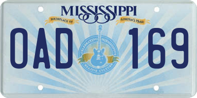 MS license plate OAD169