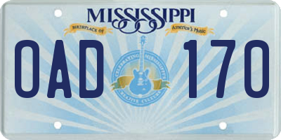 MS license plate OAD170