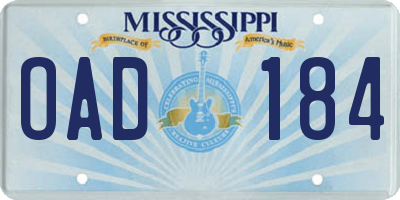 MS license plate OAD184