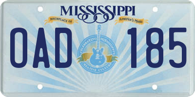 MS license plate OAD185