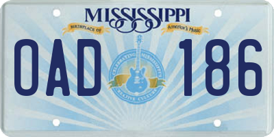 MS license plate OAD186