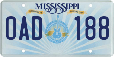MS license plate OAD188