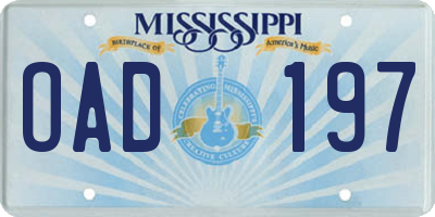 MS license plate OAD197