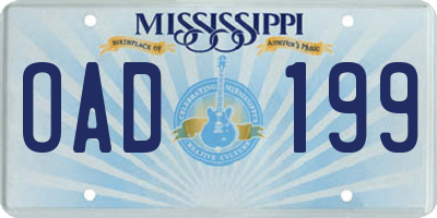 MS license plate OAD199