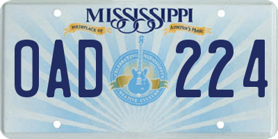 MS license plate OAD224