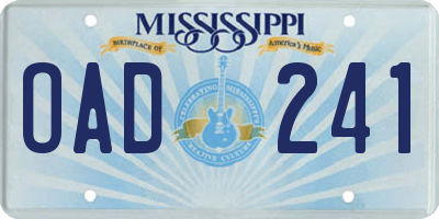 MS license plate OAD241