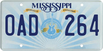 MS license plate OAD264