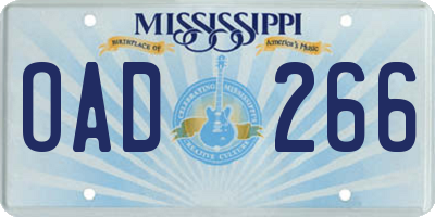 MS license plate OAD266