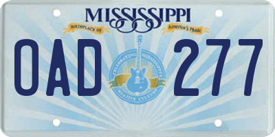 MS license plate OAD277