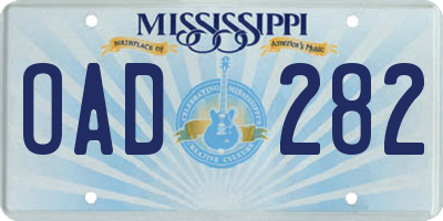 MS license plate OAD282